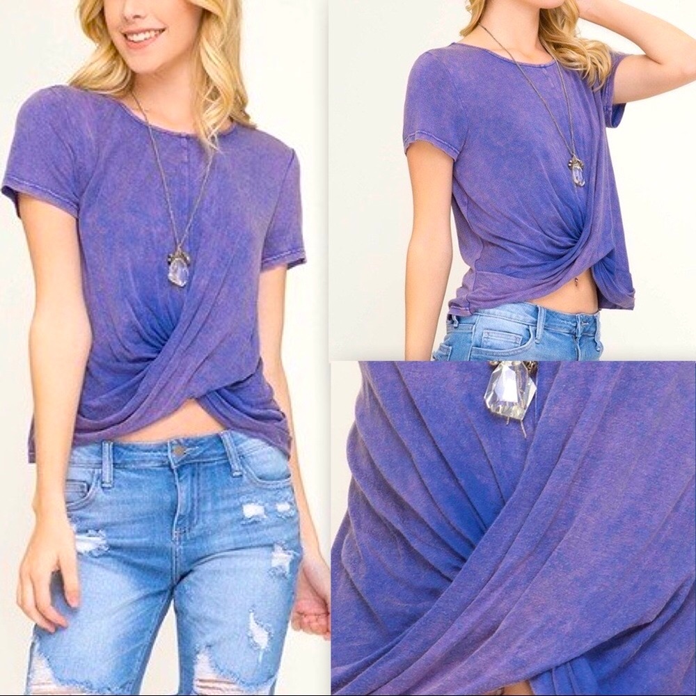 PURPLE TEE SHIRT SOFT TOP FRONT CRISS CROSS - Picture 3 of 13